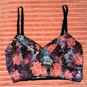 Nollie Floral Lace Bralette - Black and Pink